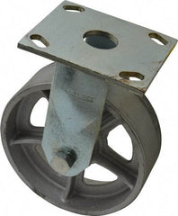 Albion - 6" Diam x 2" Wide x 7-1/4" OAH Top Plate Mount Rigid Caster - Semi-Steel, 900 Lb Capacity, Roller Bearing, 4 x 4-1/2" Plate - Eagle Tool & Supply