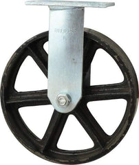 Albion - 8" Diam x 2" Wide x 9-1/2" OAH Top Plate Mount Rigid Caster - Semi-Steel, 1,050 Lb Capacity, Roller Bearing, 4 x 4-1/2" Plate - Eagle Tool & Supply
