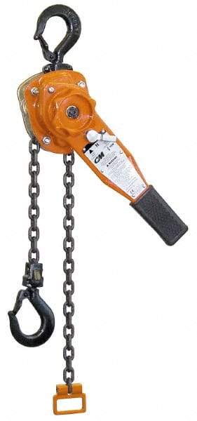 CM - 6,000 Lb Lifting Capacity, 5' Lift Height, Lever Hoist - Made from Chain, 73 Lb Avg Pull to Lift Rated Load - Eagle Tool & Supply