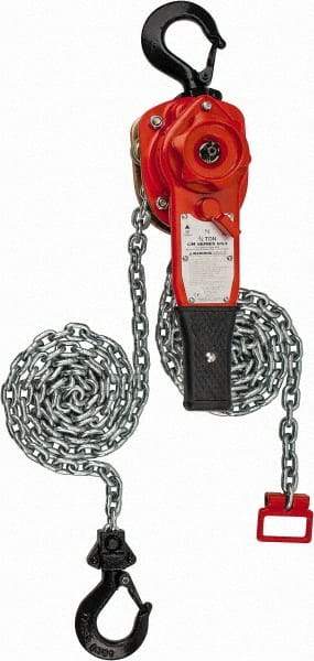 CM - 1,500 Lb Lifting Capacity, 10' Lift Height, Lever Hoist - Made from Chain, 45 Lb Avg Pull to Lift Rated Load - Eagle Tool & Supply