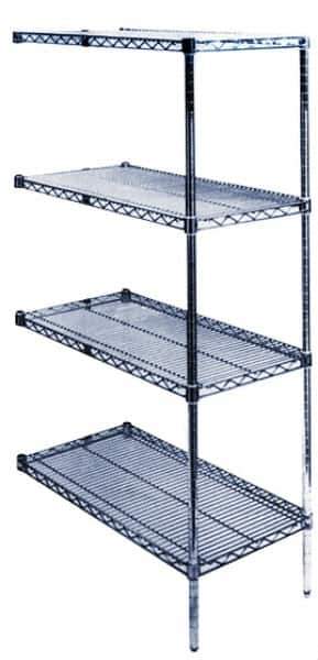 Value Collection - 4 Shelf Wire Shelving Unit - 60" Wide x 18" Deep x 63" High, - Eagle Tool & Supply