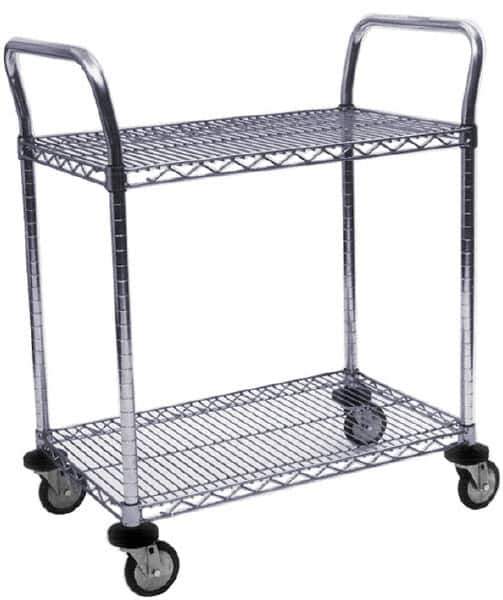 Value Collection - 800 Lb Capacity, 18" Wide x 42" Long x 39" High Wire Cart - 2 Shelf, Steel, Swivel Casters - Eagle Tool & Supply