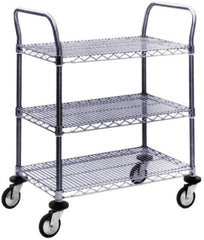 Value Collection - 600 Lb Capacity, 18" Wide x 60" Long x 39" High Wire Cart - 3 Shelf, Steel, Swivel Casters - Eagle Tool & Supply