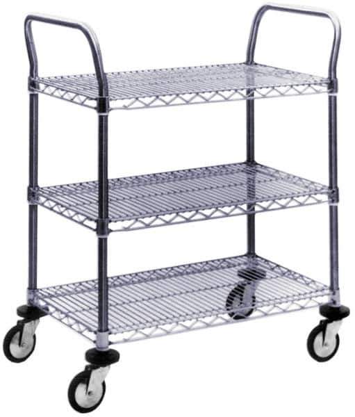 Value Collection - 800 Lb Capacity, 24" Wide x 48" Long x 39" High Wire Cart - 3 Shelf, Steel, Swivel Casters - Eagle Tool & Supply