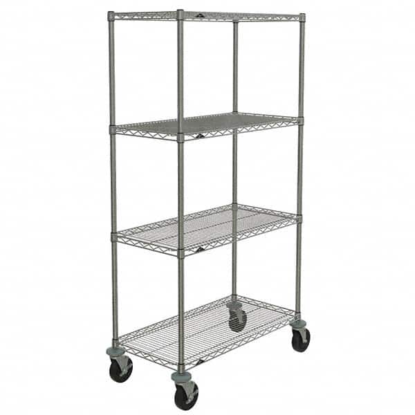 Metro - 600 Lb Capacity 4 Shelf Mobile Wire Shelving Unit - Add-On Unit - Eagle Tool & Supply