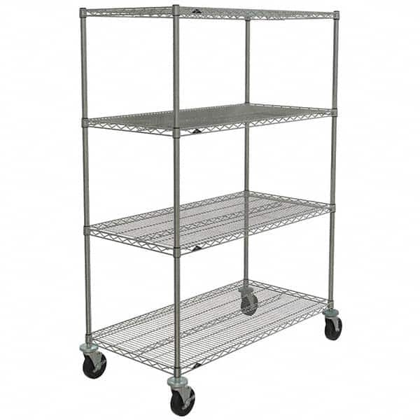 Metro - 600 Lb Capacity 4 Shelf Mobile Wire Shelving Unit - Add-On Unit - Eagle Tool & Supply
