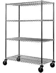 Value Collection - 600 Lb Capacity, 4 Shelf, Rubber Wire Stem Caster Truck - 60" Long x 18" Wide x 79" High, 5" Diam Wheels - Eagle Tool & Supply