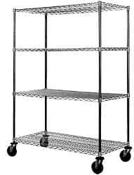 Value Collection - 800 Lb Capacity, 4 Shelf, Rubber Wire Stem Caster Truck - 48" Long x 24" Wide x 68" High, 5" Diam Wheels - Eagle Tool & Supply