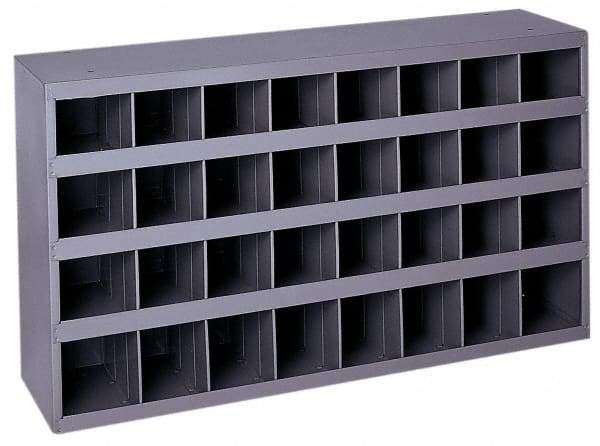 Durham - 32 Bin Bin Shelving Unit with Openings - 33-3/4 Inch Overall Width x 8-1/2 Inch Overall Depth x 19-1/4 Inch Overall Height, Gray Steel Bins - Eagle Tool & Supply