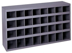Durham - 32 Bin Bin Shelving Unit with Openings - 33-3/4 Inch Overall Width x 8-1/2 Inch Overall Depth x 19-1/4 Inch Overall Height, Gray Steel Bins - Eagle Tool & Supply