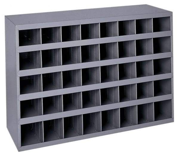 Durham - 40 Bin Bin Shelving Unit with Openings - 33-3/4 Inch Overall Width x 8-1/2 Inch Overall Depth x 22-1/4 Inch Overall Height, Gray Steel Bins - Eagle Tool & Supply