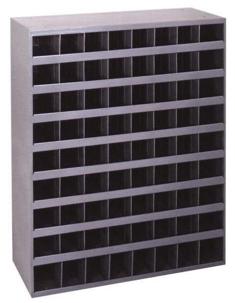 Durham - 72 Bin Bin Shelving Unit with Openings - 33-3/4 Inch Overall Width x 8-1/2 Inch Overall Depth x 42 Inch Overall Height, Gray Steel Bins - Eagle Tool & Supply