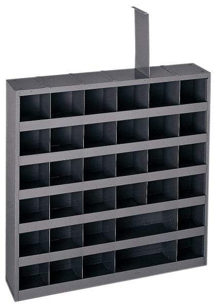 Durham - 36 Bin Bin Shelving Unit with Removable Dividers - 23-3/4 Inch Overall Width x 4-3/4 Inch Overall Depth x 23-3/4 Inch Overall Height, Gray Steel Bins - Eagle Tool & Supply