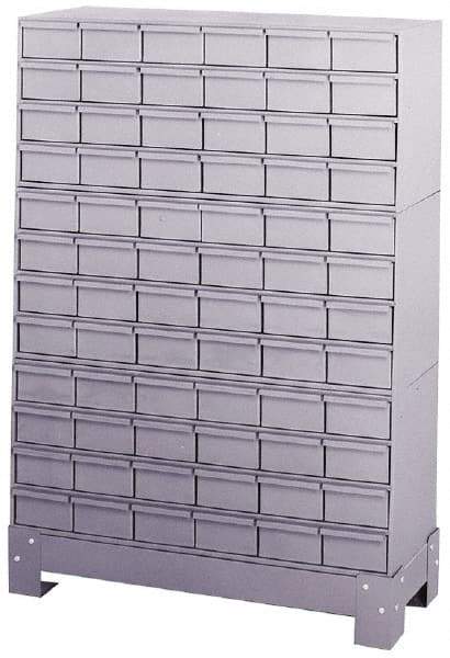 Durham - 72 Bin Bin Shelving Unit with Drawers - 34-1/8 Inch Overall Width x 12-1/4 Inch Overall Depth x 48-1/8 Inch Overall Height, Gray Steel Bins - Eagle Tool & Supply