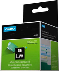 Dymo - 9/16" Wide x 3-7/16" Long, White File Folder Label - For DYMO LabelWriter Printers - Eagle Tool & Supply
