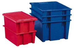 Akro-Mils - 1.2 Cu Ft, 65 Lb Load Capacity Blue Polyethylene Tote Container - Stacking, Nesting, 19-1/2" Long x 15-1/2" Wide x 10" High - Eagle Tool & Supply