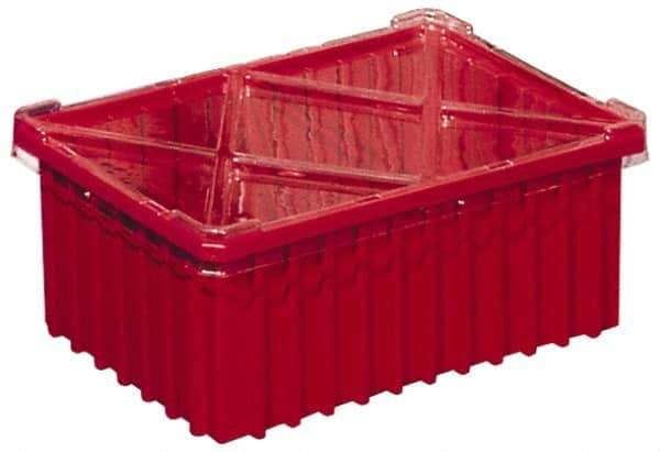 Akro-Mils - 0.59 Cu Ft, 40 Lb Load Capacity Red Polypropylene Dividable Container - Stacking, 16-1/2" Long x 10.9" Wide x 8" High - Eagle Tool & Supply