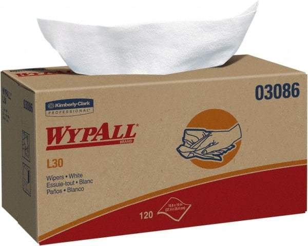 WypAll - L30 Dry General Purpose Wipes - Pop-Up, 10-3/4" x 10" Sheet Size, White - Eagle Tool & Supply