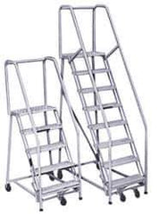 PW Platforms - 4 Step Ladder - Rolling Safety Ladder, 300 Lb Capacity, 40" Platform Height, 26" Base Width x 34" Base Depth, Perforated Tread - Eagle Tool & Supply