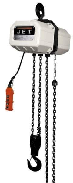 Jet - 1,100 Lb Capacity, 28 FPM Lift Speed, Electric Chain Hoist - 15' Max Lift, 19" Min Headroom - Eagle Tool & Supply