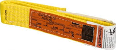 Made in USA - 3' Long x 2" Wide, 2,550 Lb Basket Capacity, 2,550 Lb Vertical Capacity, 1 Ply, Polyester Web Sling - 2,040 Lb Choker Capacity - Eagle Tool & Supply
