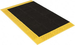 Notrax - 6' Long, Dry/Wet Environment, Anti-Fatigue Matting - Black with Yellow Borders, Vinyl with Vinyl Base, Beveled on 3 Sides - Eagle Tool & Supply