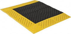 Notrax - 3' Long, Dry/Wet Environment, Anti-Fatigue Matting - Black with Yellow Borders, Vinyl with Vinyl Base, Beveled on 3 Sides - Eagle Tool & Supply