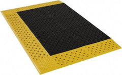 Notrax - 4' Long, Dry/Wet Environment, Anti-Fatigue Matting - Black with Yellow Borders, Vinyl with Vinyl Base, Beveled on 3 Sides - Eagle Tool & Supply