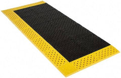 Notrax - 6' Long, Dry/Wet Environment, Anti-Fatigue Matting - Black with Yellow Borders, Vinyl with Vinyl Base, Beveled on 3 Sides - Eagle Tool & Supply