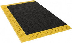 Notrax - 6' Long, Dry/Wet Environment, Anti-Fatigue Matting - Black with Yellow Borders, Vinyl with Vinyl Base, Beveled on 3 Sides - Eagle Tool & Supply