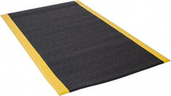 Wearwell - 5' Long x 3' Wide, Dry Environment, Anti-Fatigue Matting - Black with Yellow Borders, Urethane with Vinyl Sponge Base, Rounded on 4 Sides - Eagle Tool & Supply