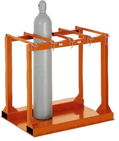 Made in USA - 6 Cylinder, Orange Cylinder Pallet Rack - 34" Wide x 41" High x 33" Deep - Eagle Tool & Supply
