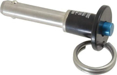 Jergens - 5/16" Diam, 1" Usable Length, Button Handle, Push Button Quick Release Pin - 2-1/4" Overall Length, Grade 17-4 Stainless Steel, Passivated Finish - Eagle Tool & Supply