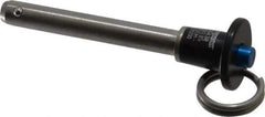 Jergens - 5/16" Diam, 2" Usable Length, Button Handle, Push Button Quick Release Pin - 3-1/4" Overall Length, Grade 17-4 Stainless Steel, Passivated Finish - Eagle Tool & Supply