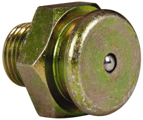 Value Collection - Straight Head Angle, 1/8 NPT Steel Button-Head Grease Fitting - 15.88mm Hex - Eagle Tool & Supply