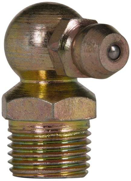 Value Collection - 90° Head Angle, 1/8 NPT Steel Standard Grease Fitting - 11.11mm Hex - Eagle Tool & Supply