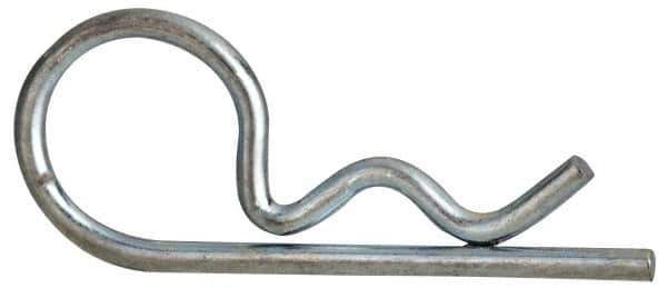 Value Collection - 1/8 to 3/16" Shaft Diam, 19/32" Long, 0.047" Wire Diam, Hair Pin Cotter - MB Grade 2 Spring Steel, Zinc-Plated Finish - Eagle Tool & Supply