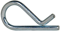 Value Collection - 1/2 to 3/4" Shaft Diam, 1-9/16" Long, 1/8" Wire Diam, Hair Pin Cotter - MB Grade 2 Spring Steel, Zinc-Plated Finish - Eagle Tool & Supply