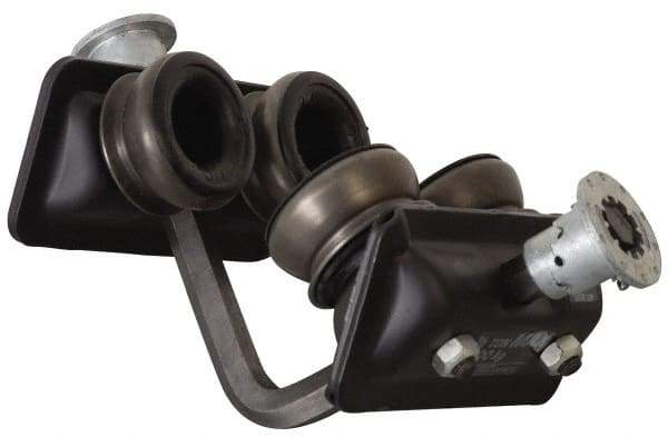 CM - 1 Ton Capacity Low Headroom Ball Bearing Trolley - 2-5/8" to 5-1/16" Flange Width, 2-3/4" Wheel Diam, 4" to 12" I-Beam, 7" Min Radius - Eagle Tool & Supply