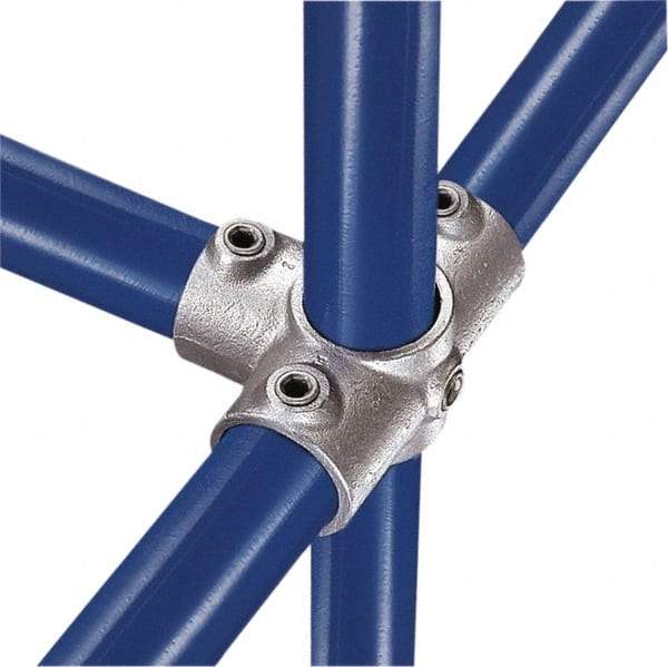 Kee - 2" Pipe, Side Outlet Tee, Side Outlet Cross, Malleable Iron Cross Pipe Rail Fitting - Galvanized Finish - Eagle Tool & Supply