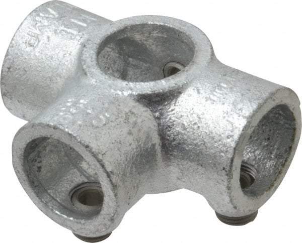 Kee - 3/4" Pipe, Side Outlet Tee, Side Outlet Cross, Malleable Iron Cross Pipe Rail Fitting - Galvanized Finish - Eagle Tool & Supply