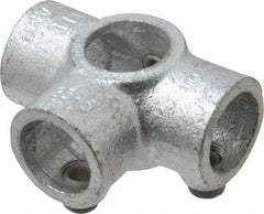 Kee - 3/4" Pipe, Side Outlet Tee, Side Outlet Cross, Malleable Iron Cross Pipe Rail Fitting - Galvanized Finish - Eagle Tool & Supply
