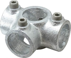 Kee - 1" Pipe, Side Outlet Tee, Side Outlet Cross, Malleable Iron Cross Pipe Rail Fitting - Galvanized Finish - Eagle Tool & Supply