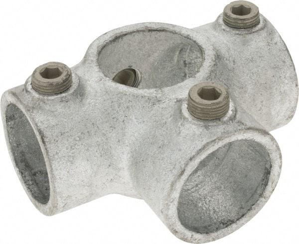 Kee - 1-1/4" Pipe, Side Outlet Tee, Malleable Iron Tee Pipe Rail Fitting - Galvanized Finish - Eagle Tool & Supply