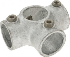 Kee - 1-1/4" Pipe, Side Outlet Tee, Malleable Iron Tee Pipe Rail Fitting - Galvanized Finish - Eagle Tool & Supply