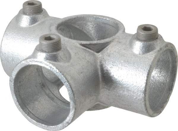 Kee - 1-1/2" Pipe, Side Outlet Tee, Side Outlet Cross, Malleable Iron Cross Pipe Rail Fitting - Galvanized Finish - Eagle Tool & Supply