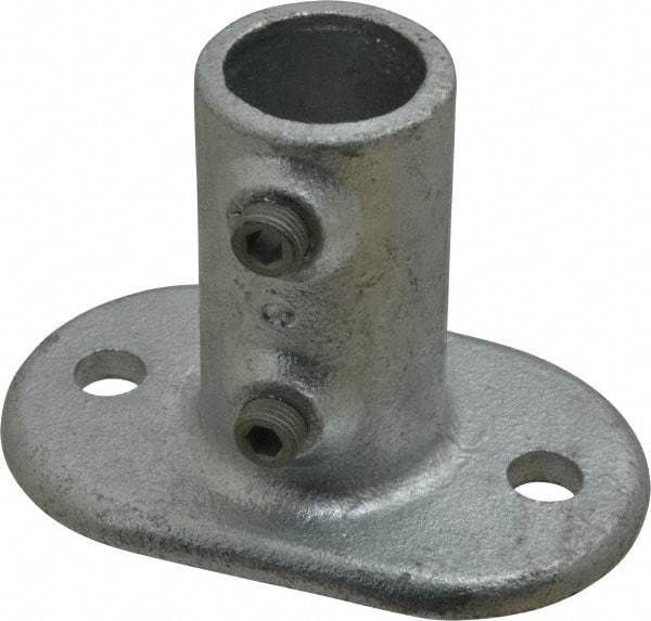 Kee - 1" Pipe, Railing Flange, Malleable Iron Flange Pipe Rail Fitting - Galvanized Finish - Eagle Tool & Supply