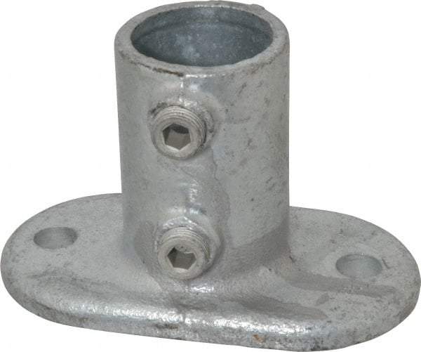 Kee - 1-1/4" Pipe, Railing Flange, Malleable Iron Flange Pipe Rail Fitting - Galvanized Finish - Eagle Tool & Supply