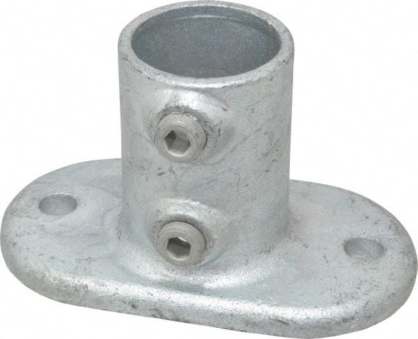 Kee - 1-1/2" Pipe, Railing Flange, Malleable Iron Flange Pipe Rail Fitting - Galvanized Finish - Eagle Tool & Supply