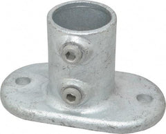 Kee - 1-1/2" Pipe, Railing Flange, Malleable Iron Flange Pipe Rail Fitting - Galvanized Finish - Eagle Tool & Supply